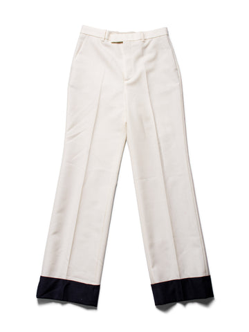 Gucci Wool Pleated Pants Ivory Black