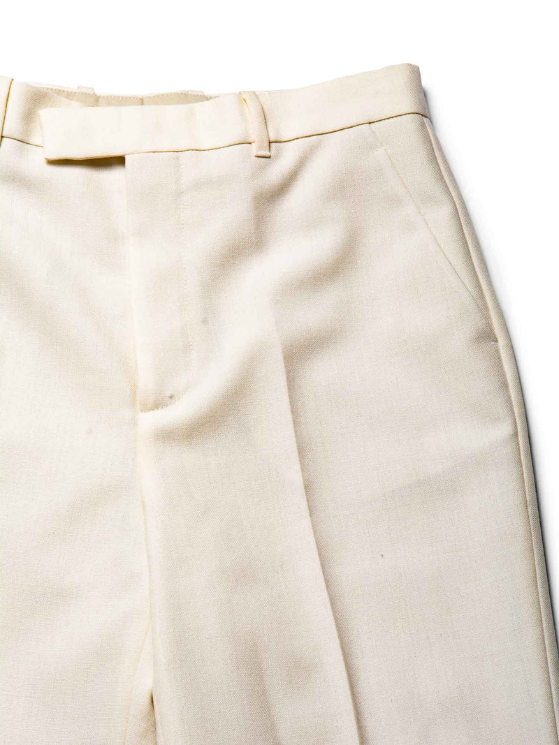 Gucci Wool Pleated Pants Ivory Black