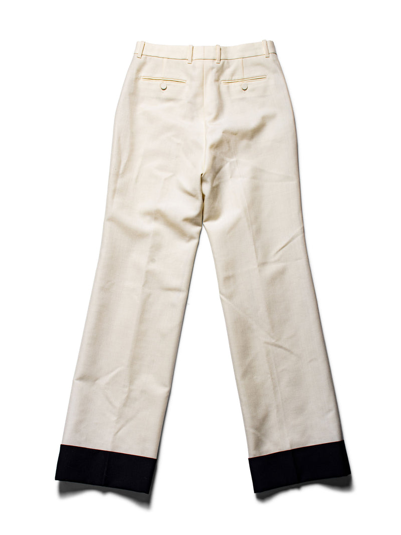 Gucci Wool Pleated Pants Ivory Black