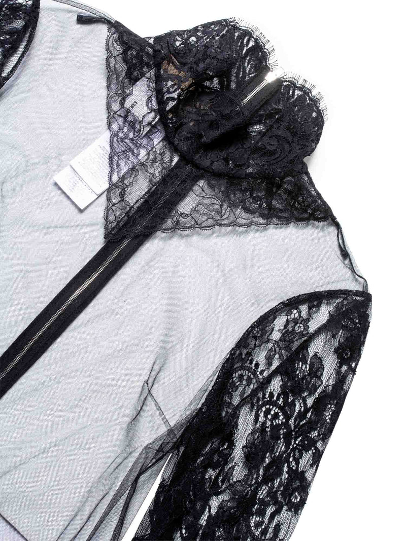 Gucci Sheer Floral Lace Blouse Black