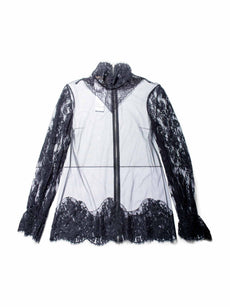Gucci Sheer Floral Lace Blouse Black