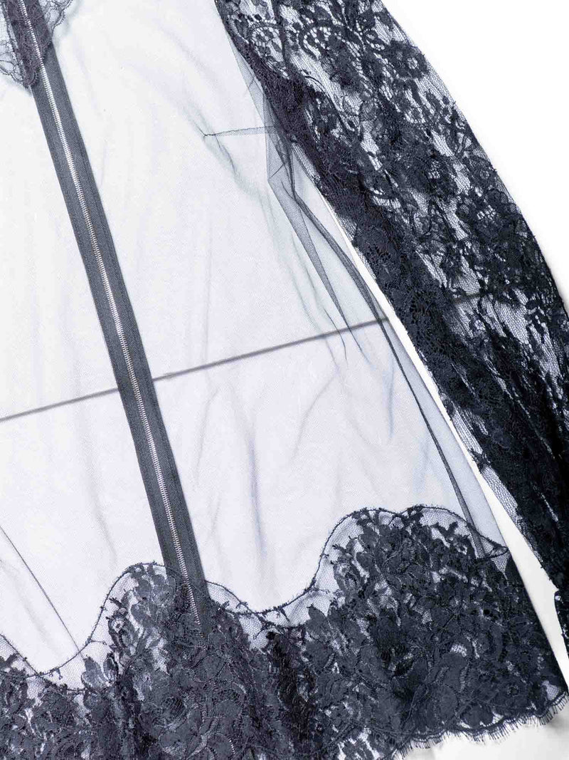 Gucci Sheer Floral Lace Blouse Black