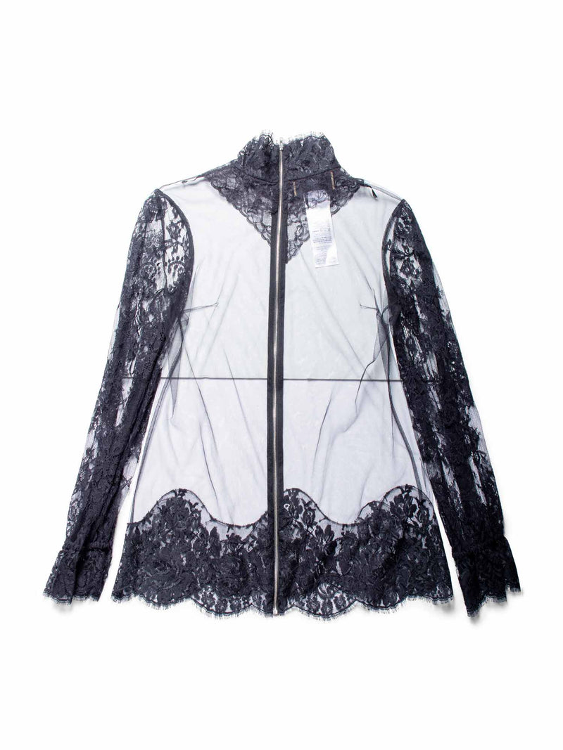 Gucci Sheer Floral Lace Blouse Black
