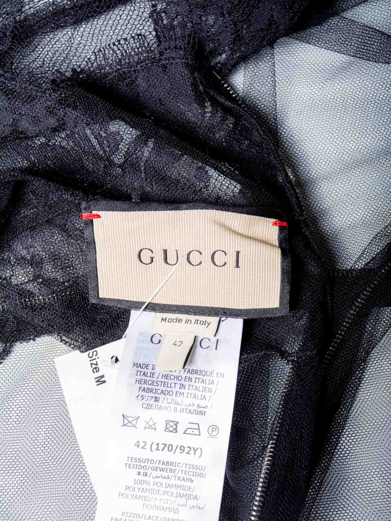 Gucci Sheer Floral Lace Blouse Black