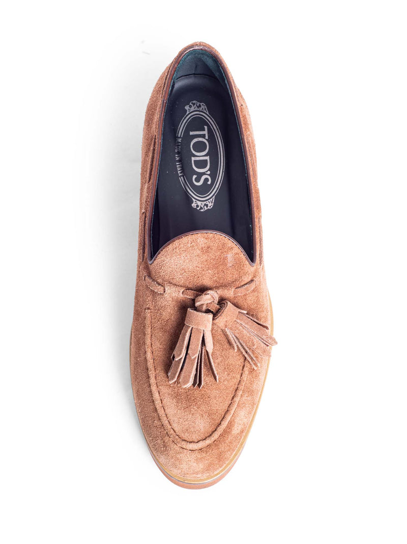 Tod's Suede Tassel Loafers Brown