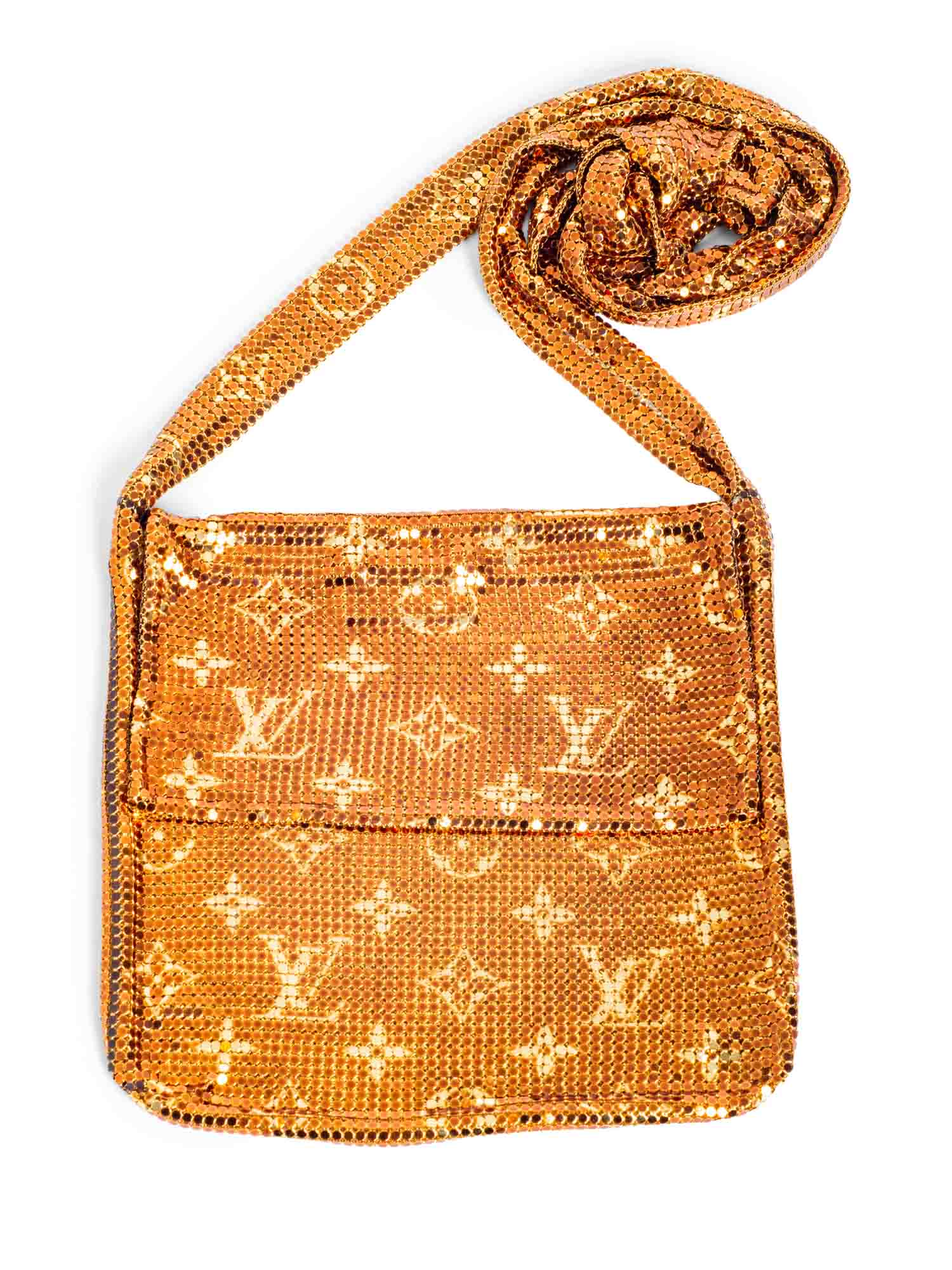 Louis Vuitton Runway Monogram Metallic Mesh Frances Messenger Bag Gold