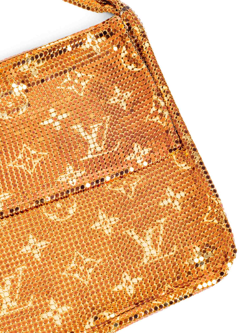 Louis Vuitton Runway Monogram Metallic Mesh Frances Messenger Bag Gold