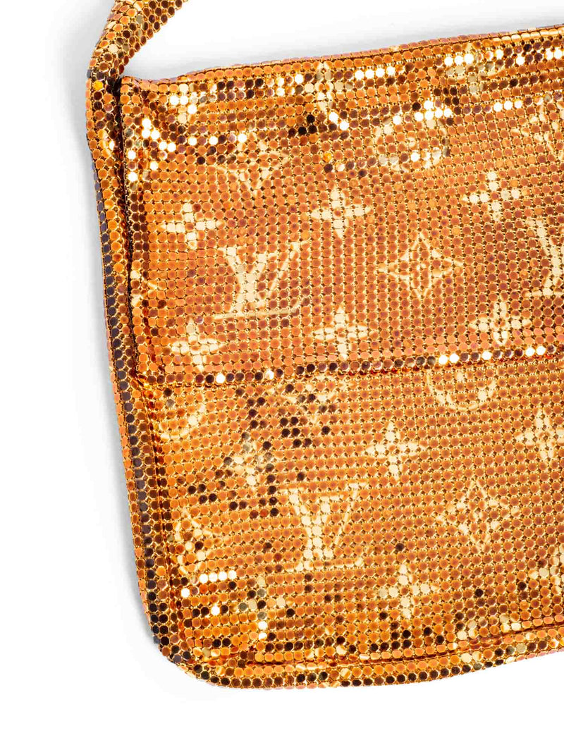 Louis Vuitton Runway Monogram Metallic Mesh Frances Messenger Bag Gold