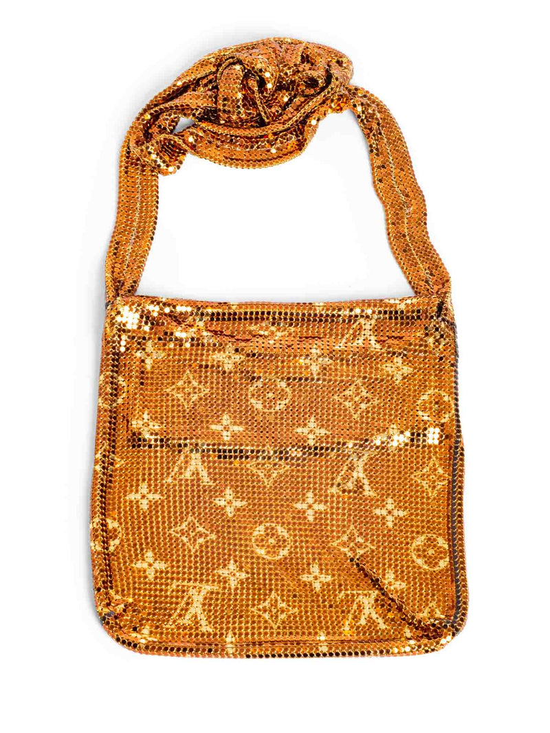 Louis Vuitton Runway Monogram Metallic Mesh Frances Messenger Bag Gold