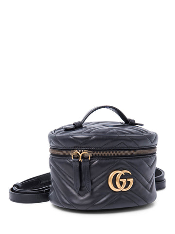 Gucci GG Logo Marmont Mini Backpack Black Gold