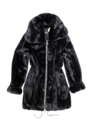 Byte by Teso Genuine Mink Fur Coat Black