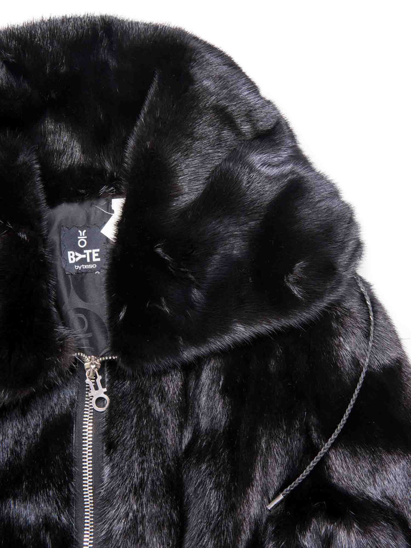 Byte by Teso Genuine Mink Fur Coat Black