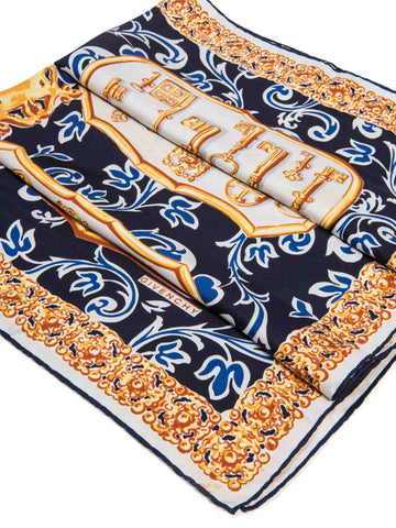 Givenchy Logo Silk Key Scarf Yellow Multicolor