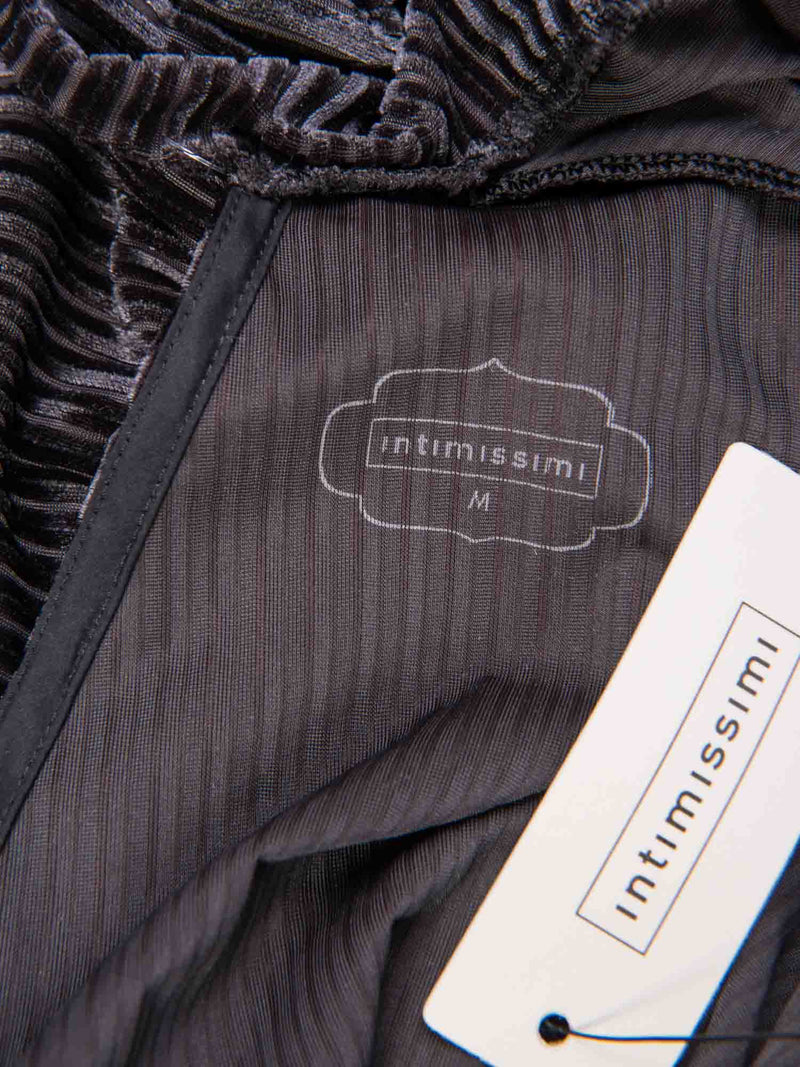 Intimissimi Velvet Striped Open Back Bodysuit Grey