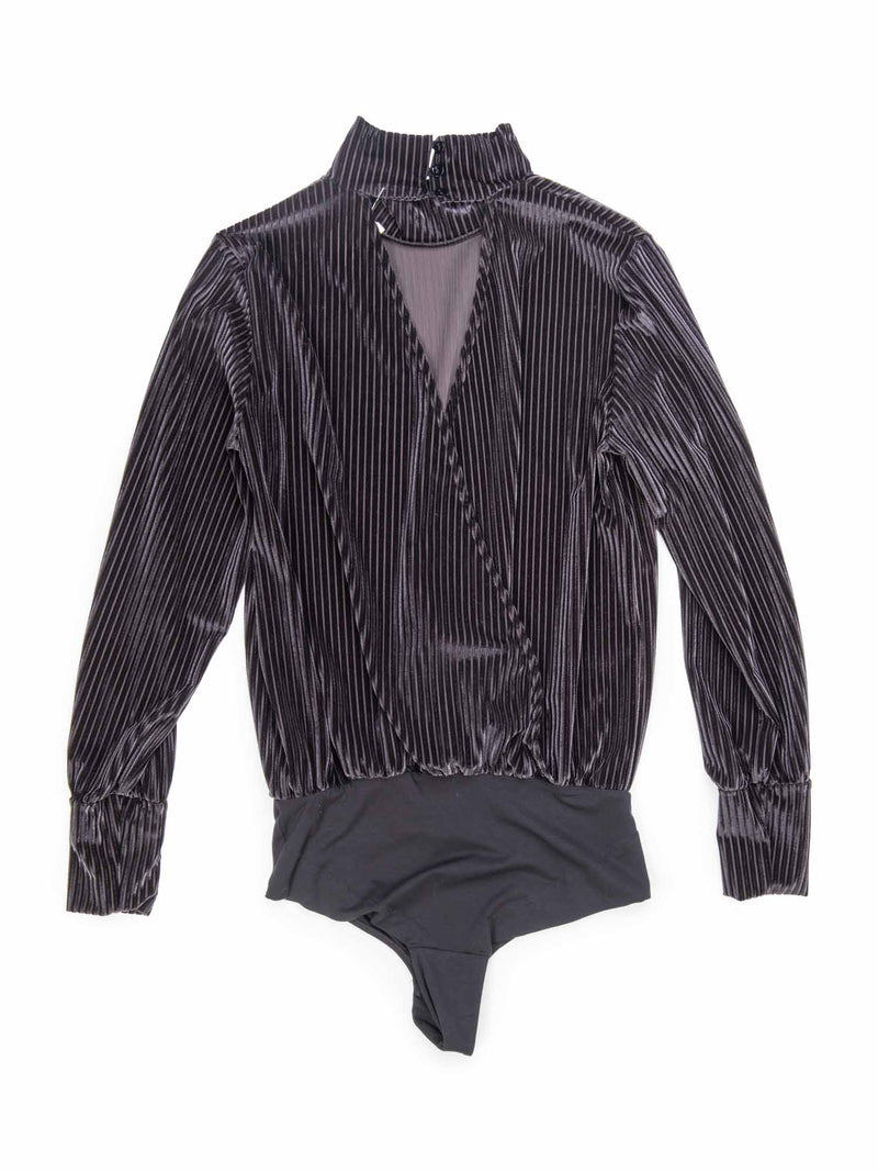 Intimissimi Velvet Striped Open Back Bodysuit Grey