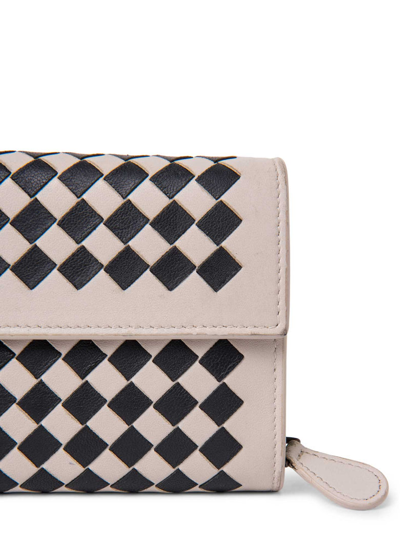 Bottega Veneta Intrecciato Leather Long Wallet Ivory Black