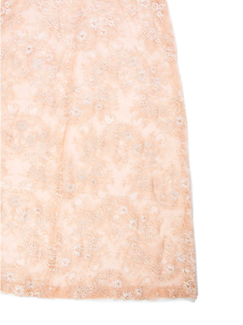 Givenchy Lace Feather Pearl Embellished Maxi Dress Blush
