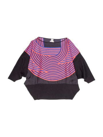 Hermes Cashmere Silk Striped Scarf Sweater Black Orange Blue