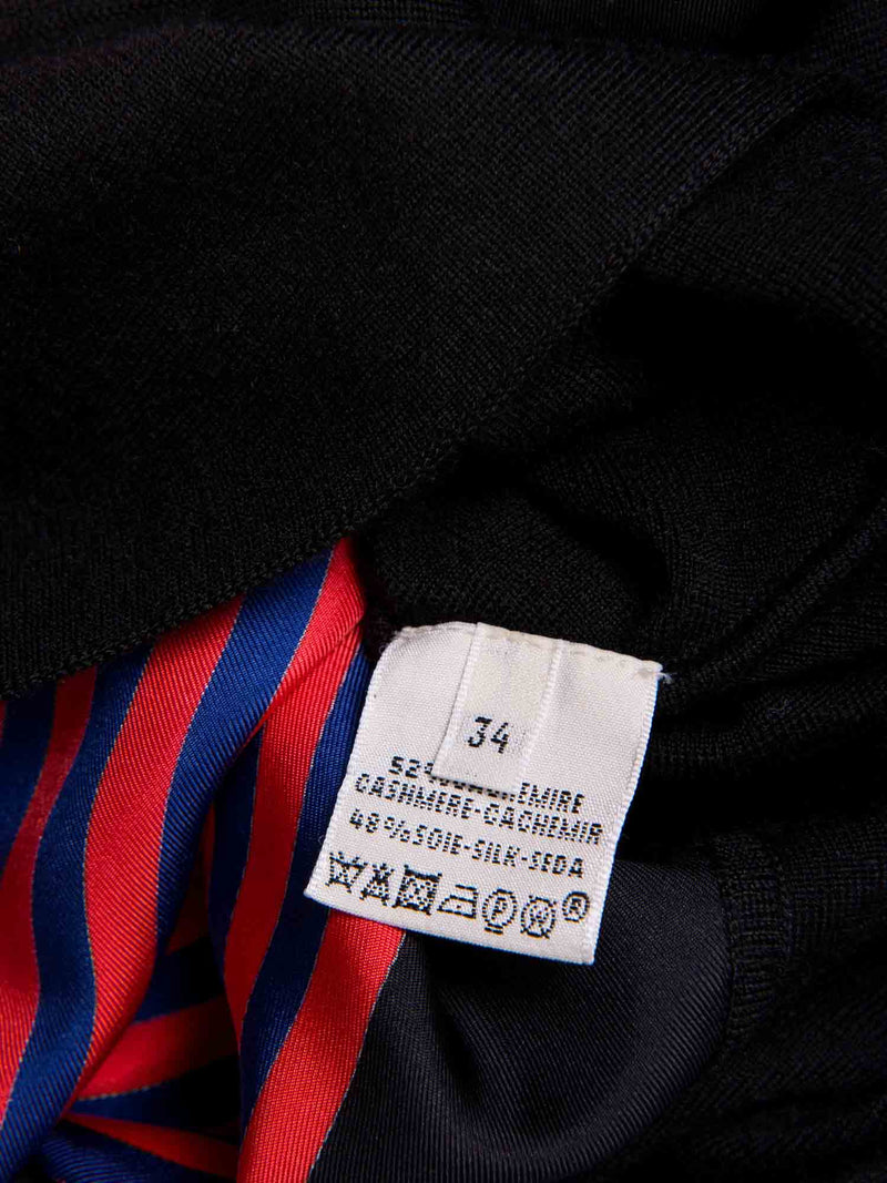 Hermes Cashmere Silk Striped Scarf Sweater Black Orange Blue