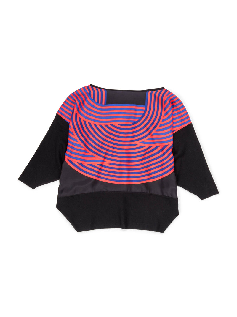 Hermes Cashmere Silk Striped Scarf Sweater Black Orange Blue