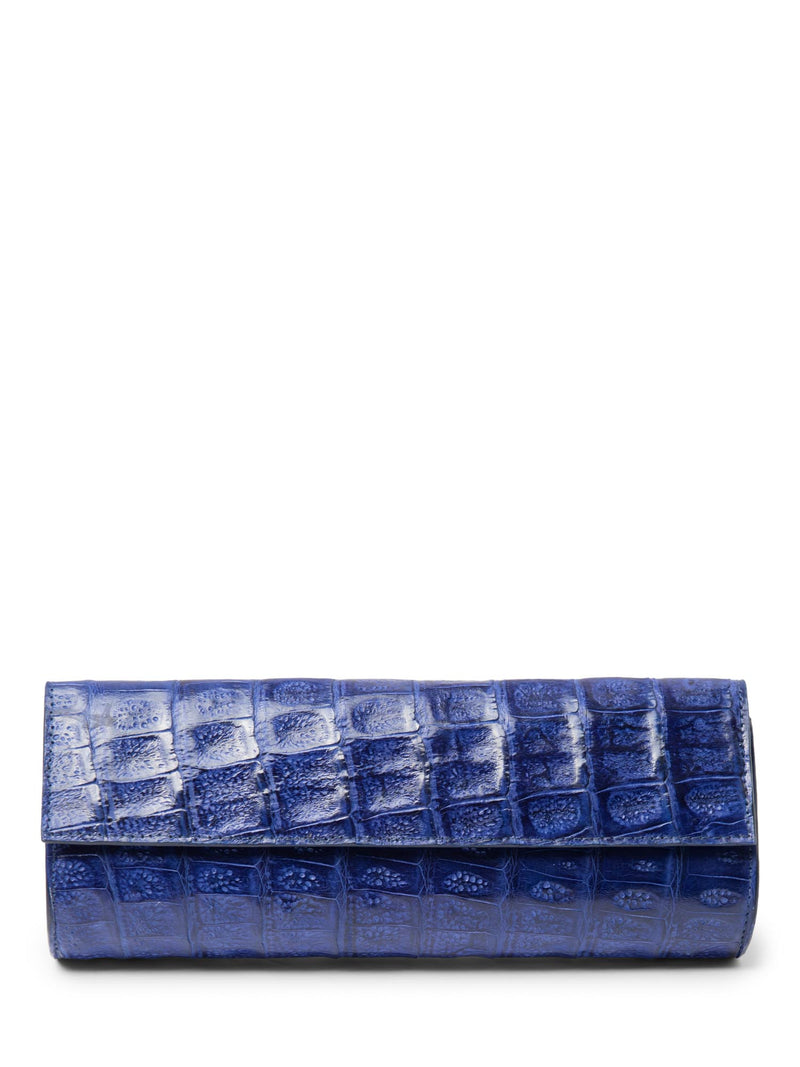 John Cole Genuine Crocodile Flap Clutch Royal Blue