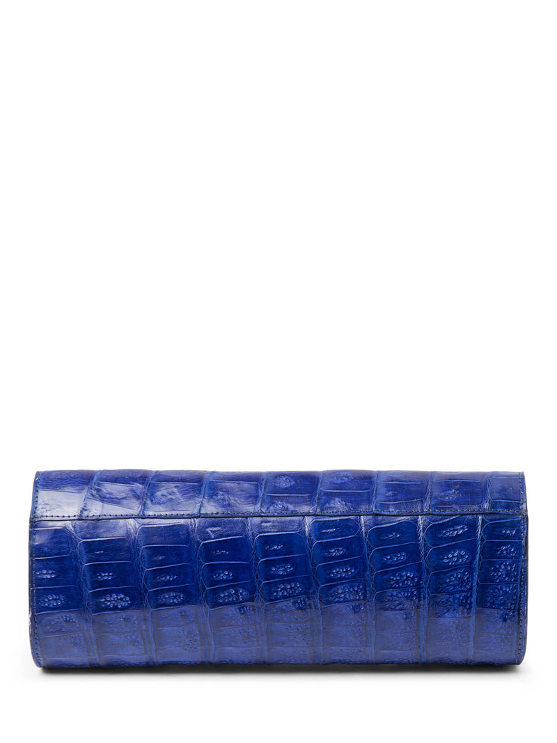 John Cole Genuine Crocodile Flap Clutch Royal Blue