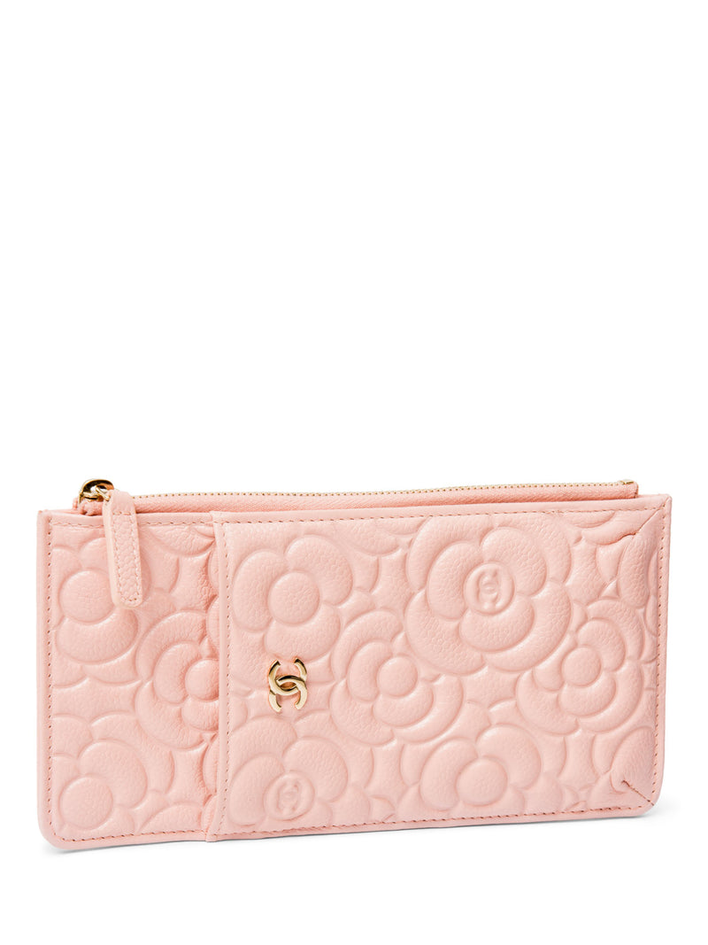 CHANEL Camellia Quilted Caviar Leather iPhone Bag Clutch Pink