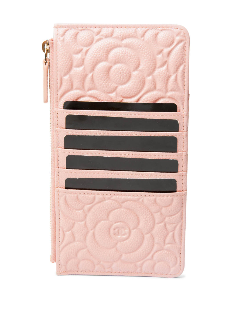 CHANEL Camellia Quilted Caviar Leather iPhone Bag Clutch Pink