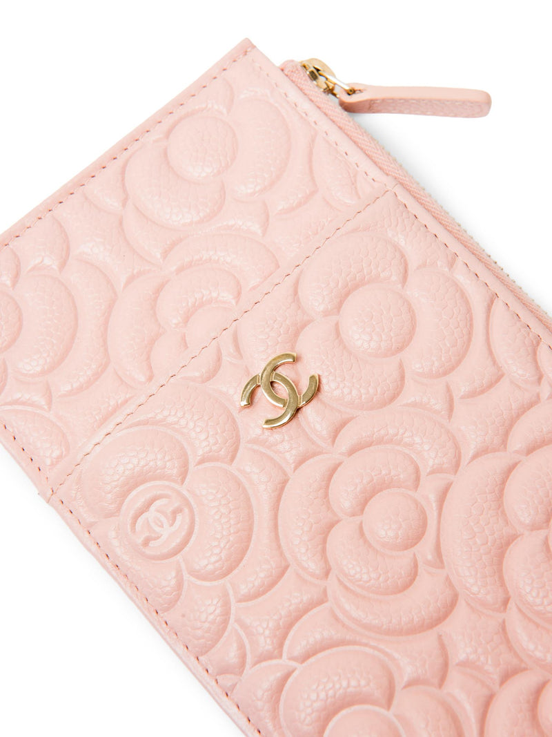 CHANEL Camellia Quilted Caviar Leather iPhone Bag Clutch Pink