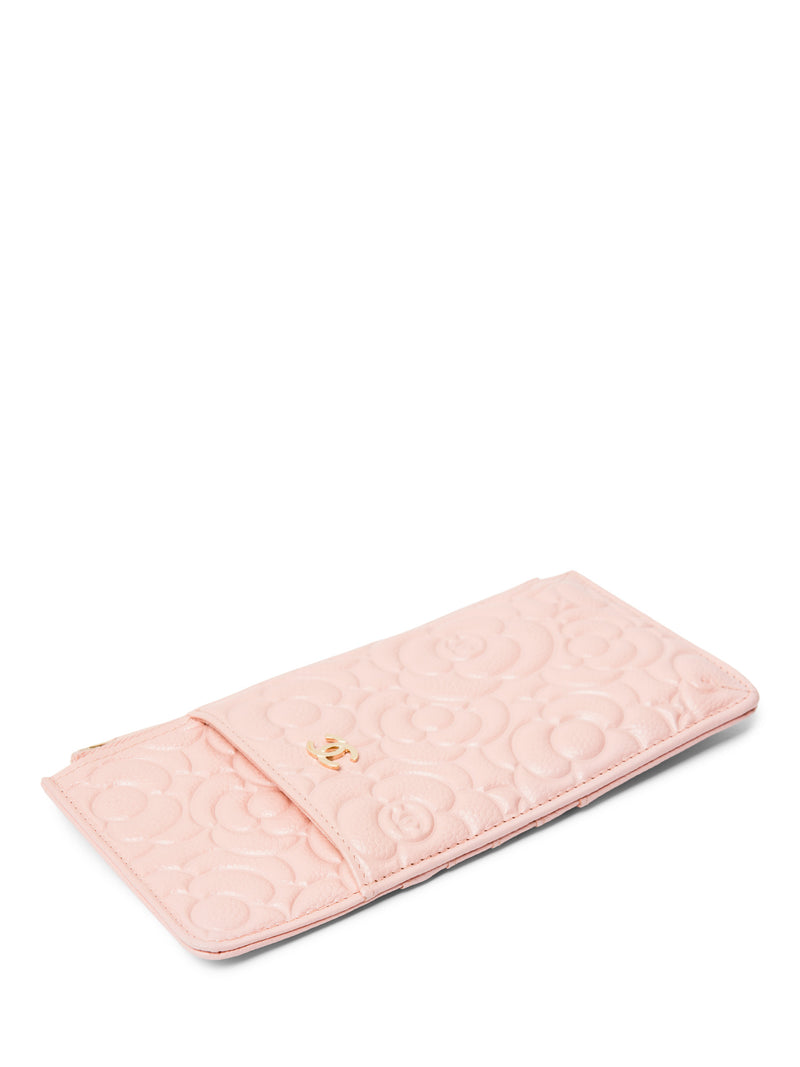 CHANEL Camellia Quilted Caviar Leather iPhone Bag Clutch Pink