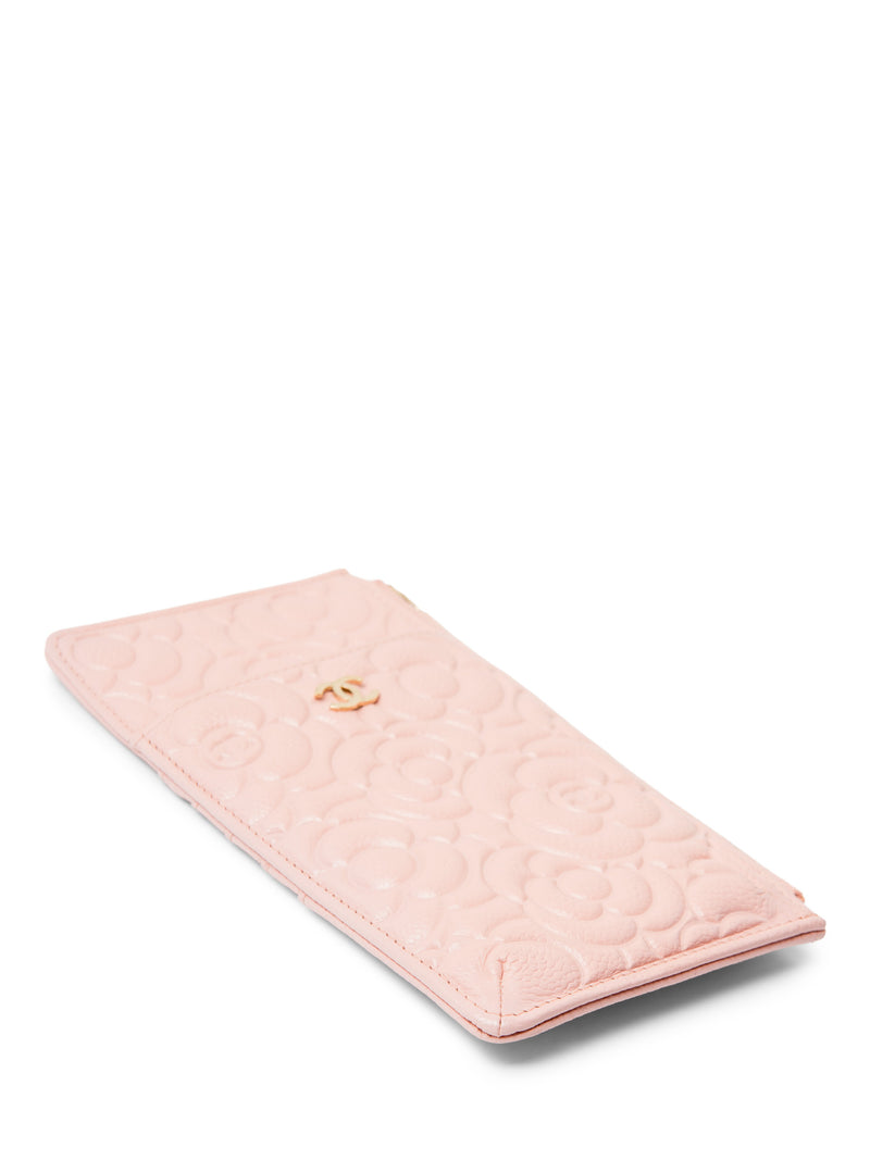 CHANEL Camellia Quilted Caviar Leather iPhone Bag Clutch Pink