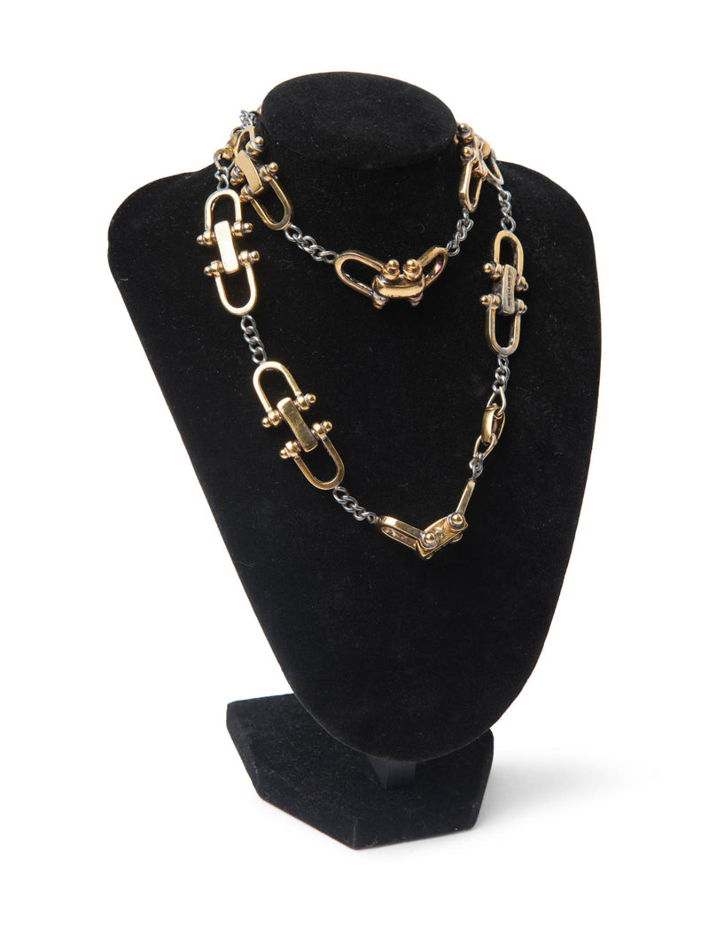 Tane Mexico Vintage 925 Sterling Silver Horse-bit Dual Tone Necklace Gold Silver