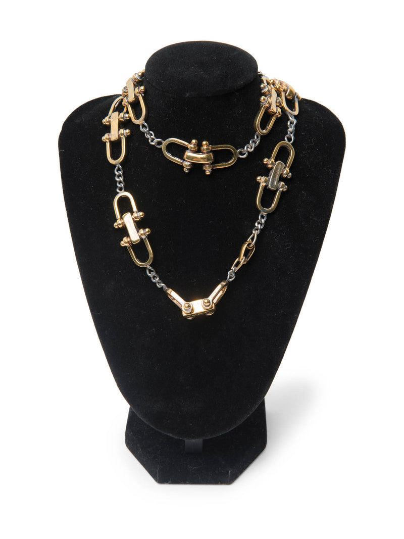 Tane Mexico Vintage 925 Sterling Silver Horse-bit Dual Tone Necklace Gold Silver