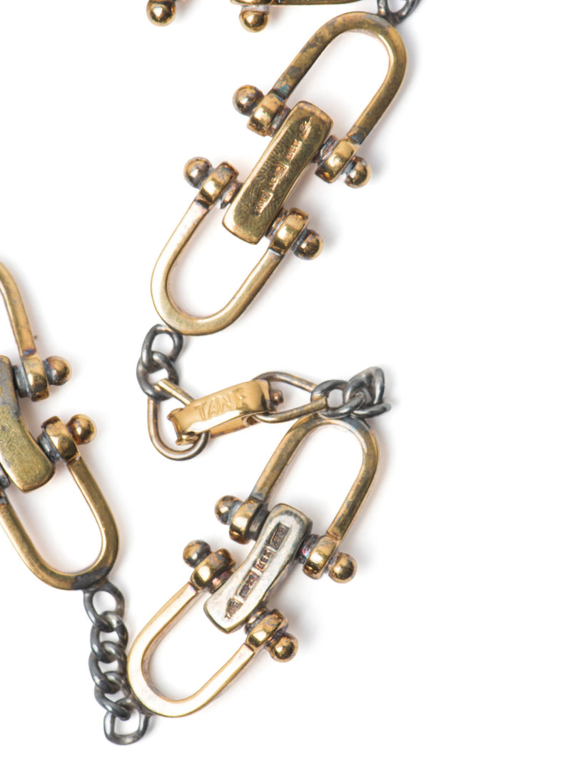 Tane Mexico Vintage 925 Sterling Silver Horse-bit Dual Tone Necklace Gold Silver