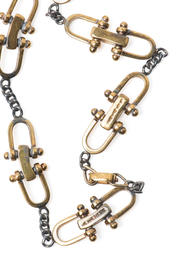 Tane Mexico Vintage 925 Sterling Silver Horse-bit Dual Tone Necklace Gold Silver