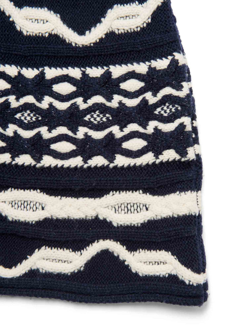 Chanel Cashmere Knitted Striped Mini Skirt Navy White
