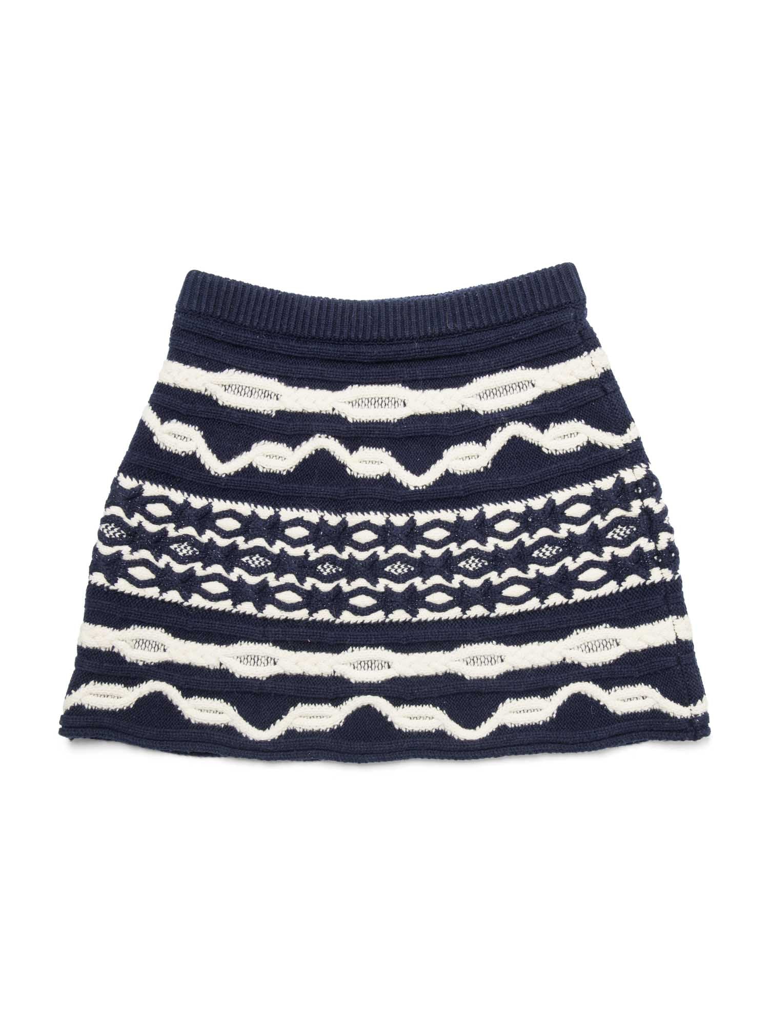 Chanel Cashmere Knitted Striped Mini Skirt Navy White