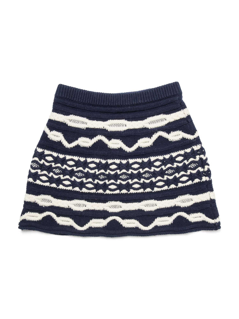 Chanel Cashmere Knitted Striped Mini Skirt Navy White