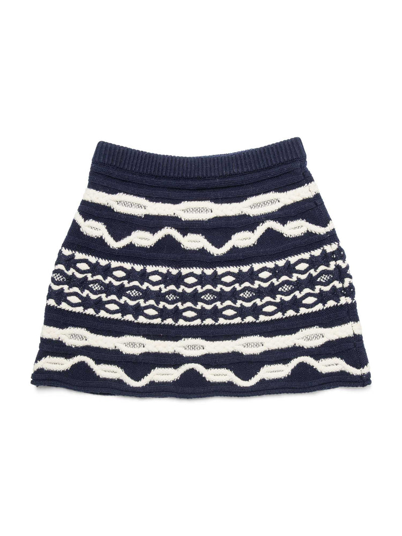 Chanel Cashmere Knitted Striped Mini Skirt Navy White