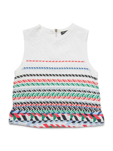 CHANEL Knitted Chevron Sweater Vest White Multicolor