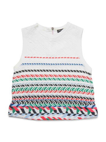 CHANEL Knitted Chevron Sweater Vest White Multicolor