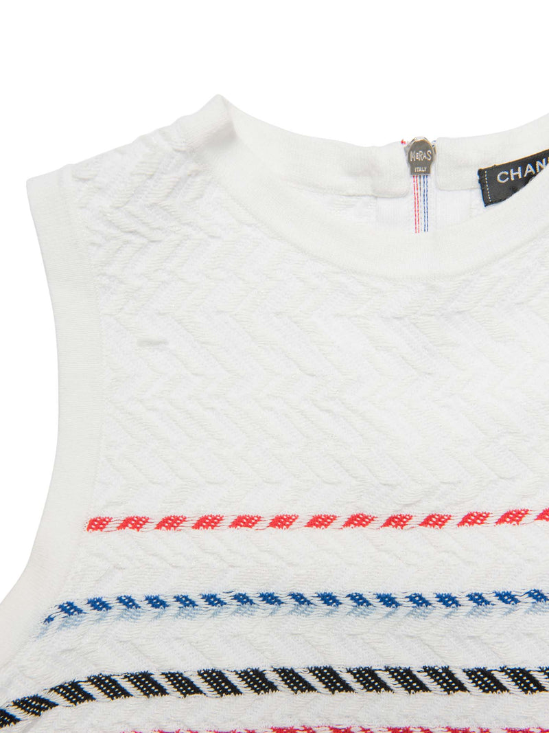 CHANEL Knitted Chevron Sweater Vest White Multicolor