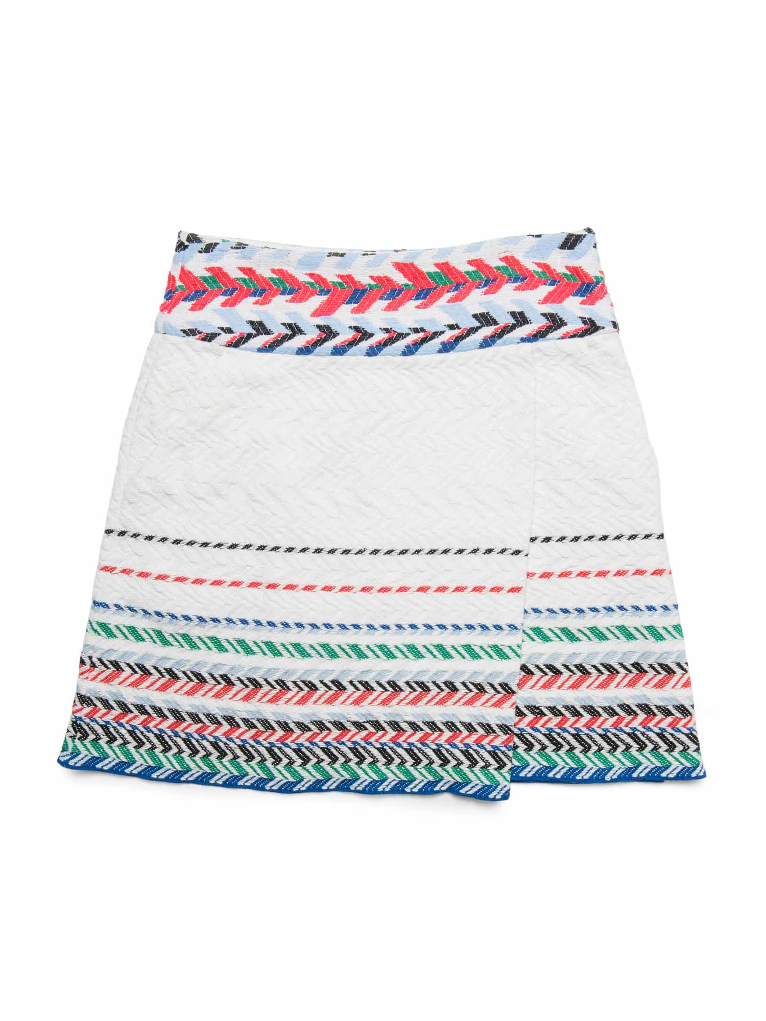 CHANEL Knitted Chevron Mini Skirt White Multicolor