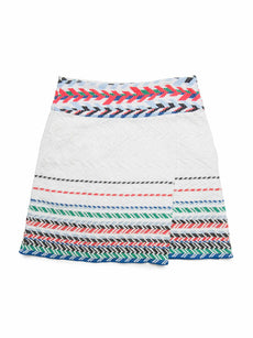 CHANEL Knitted Chevron Mini Skirt White Multicolor