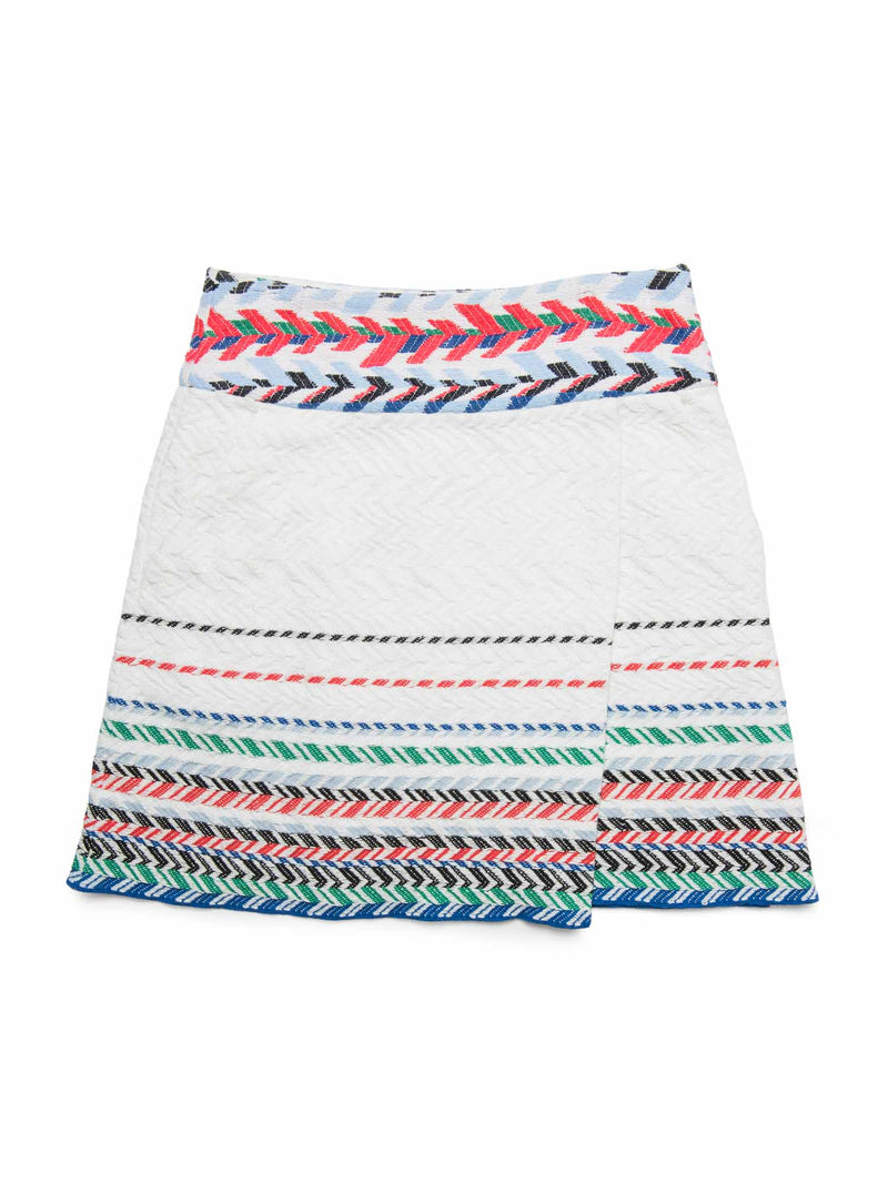 CHANEL Knitted Chevron Mini Skirt White Multicolor