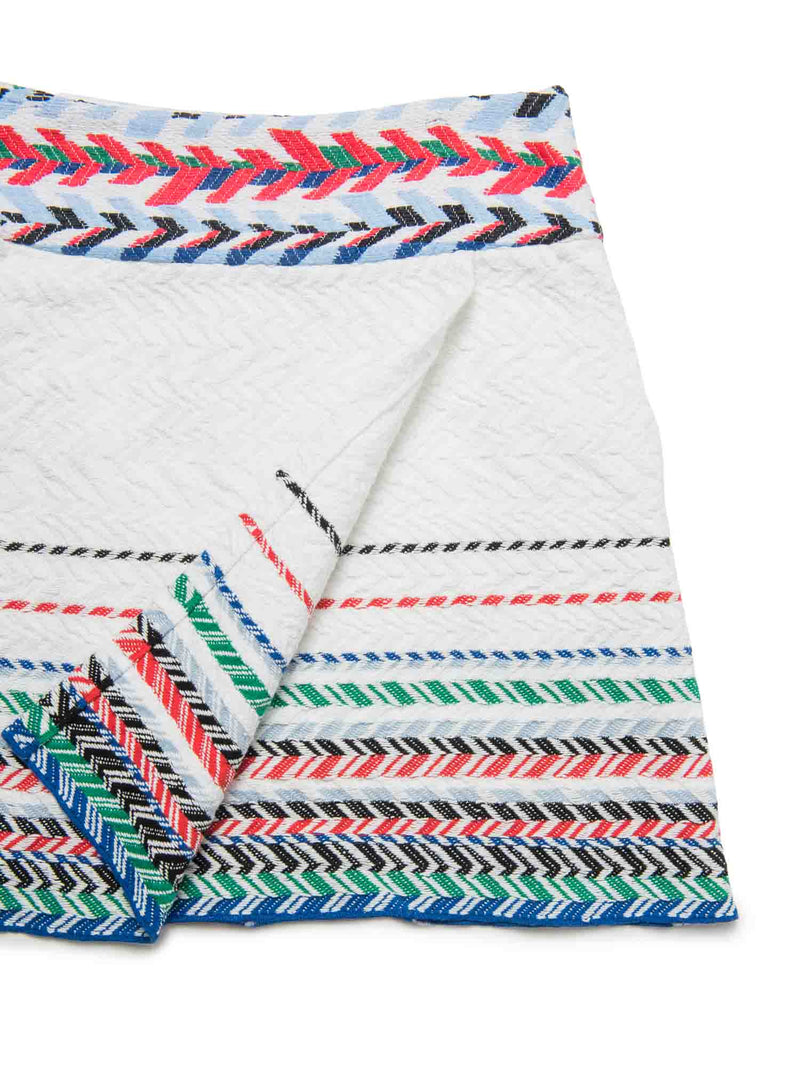 CHANEL Knitted Chevron Mini Skirt White Multicolor