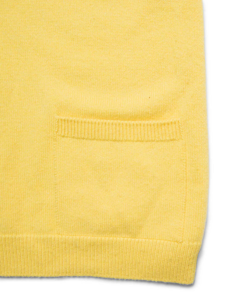 CHANEL Cashmere Knitted V-Neck Cape Sweater Yellow