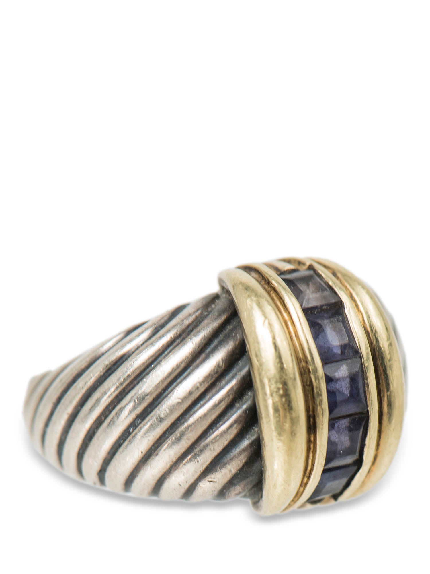 David Yurman 14K Gold Sterling Silver Cable Ring-designer resale