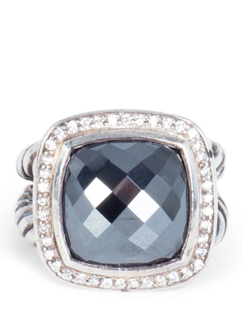 David Yurman Diamond Hamitite Silver Square Ring-designer resale