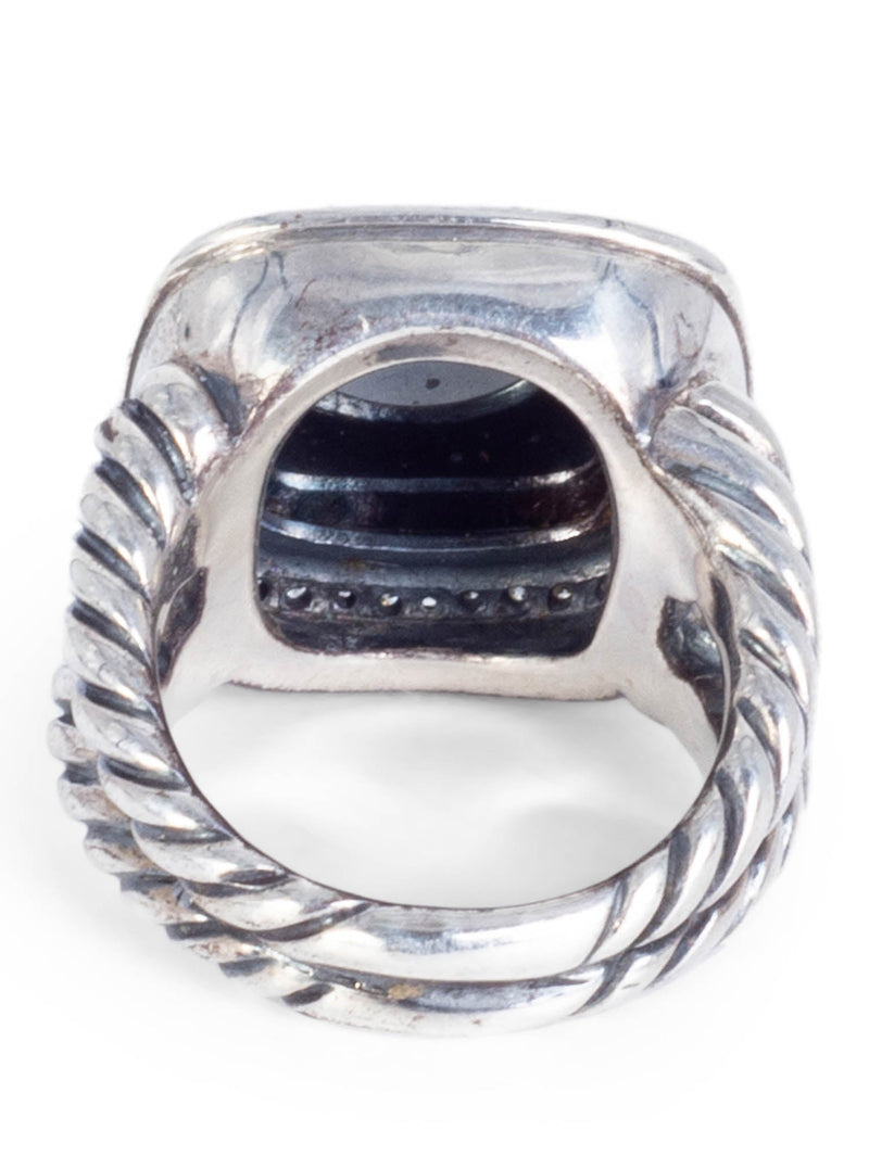 David Yurman Diamond Hamitite Silver Square Ring-designer resale